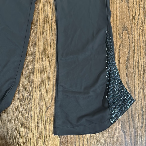 Black Sequins Bell Bottom Dress Costume Pants With Pockets Size XL - Picture 10 of 12